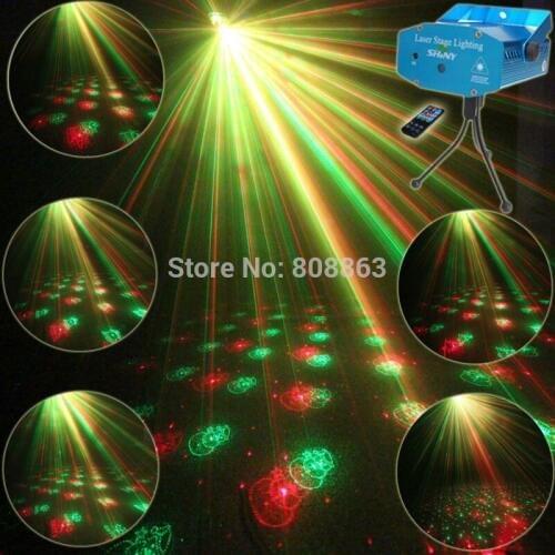 Mini R&G Remote 6 Christmas Patterns Laser Projector Bar Coffee Shop Dance Disco Party Xmas DJ Effect Light Show+ Tripod R6D4