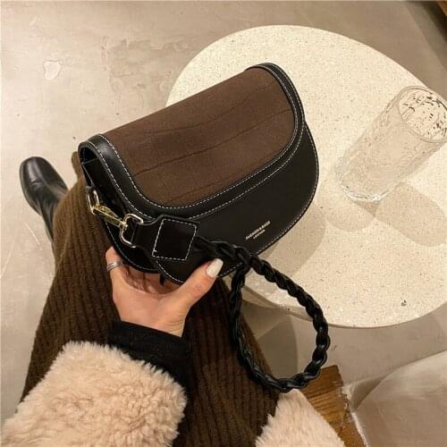 Mini Stone Pattern PU Leather Crossbody Bags for Women 2021 Winter Vintage Shoulder Handbags Female Travel Cross Body Bag