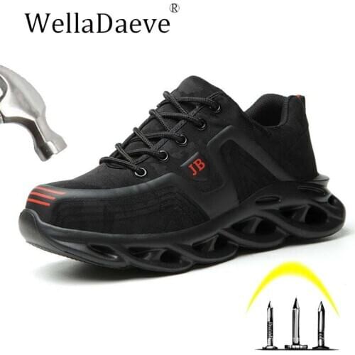Dropshipping Mens Steel Toe Work Safety Shoes Light Breathable Soft Sneakers Anti-piercing Wear-resistance Work Boots For Men
