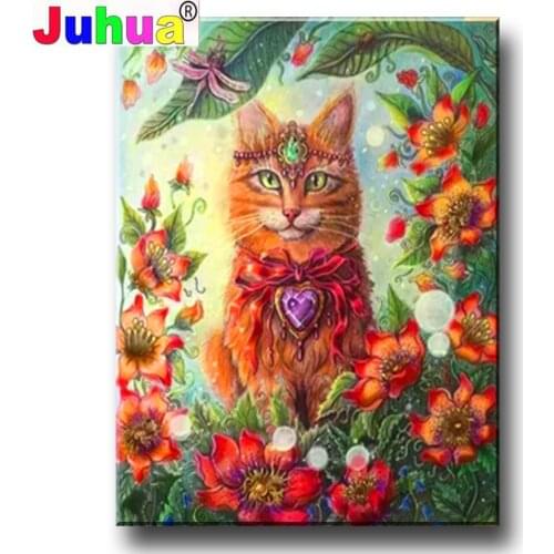 5D Diy Diamond Painting Kits for Adults Diamonds Art Painting Colorful Cat Flower Cross Stitch Embroidery Home Decor,Crystal set