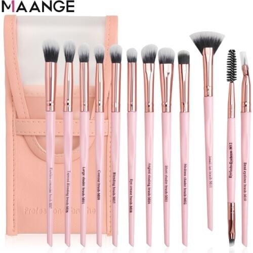 Makeup Brushes 12pcs/lot Brush set with Case EyeShadow Blending Eyeliner Eyelash Eyebrow Make up Brushes Professional Brush Tool