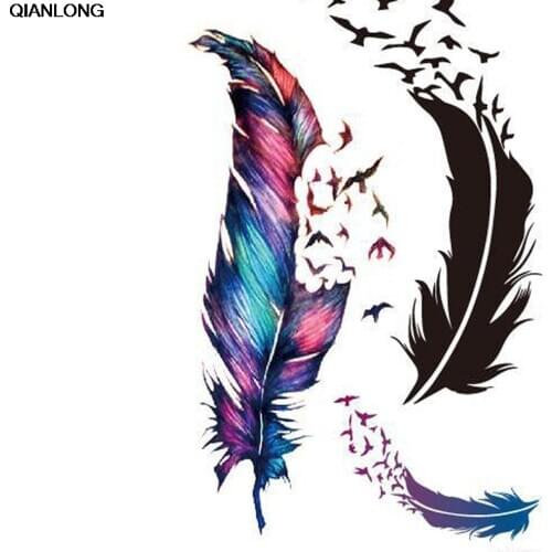 New Hot Waterproof Small Fresh Goose Feather Color Temporary Tattoos Stickers