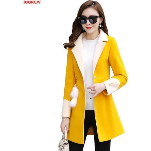 Autumn Winter Suits Jacket Women Overcoat Plus Size Wool Coat High Quality Female Long Elegant Blends Woolen Coat Thicked 1595