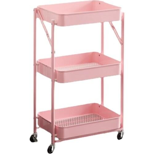 Movable Multi-purpose Home Storage 3 Tiers Metal Kitchen Vegetable Trolley Rolling Cart