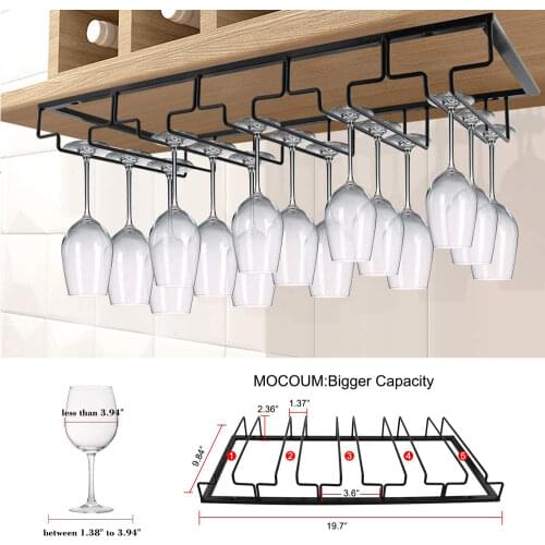 Cup Glasses Hanger Glass Metal Rack Cabinet Hanging Holder Shelf Kitchen Stemware Wine Glasses Organizer Bartender Organizer