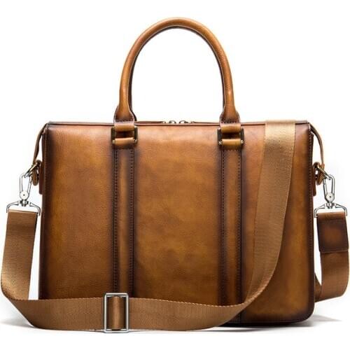 MAHEU Men Briefcase Bag Mens Bag Genuine Leather Briefcases Man Business 13.3inch Laptop Handbags For Men daily work totes