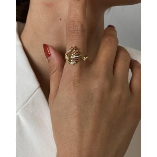 Simple Fashion Silver Color Feather Adjustable Ring Exquisite Jewelry Rings For Women Female Party Wedding Engagement Anel Gift