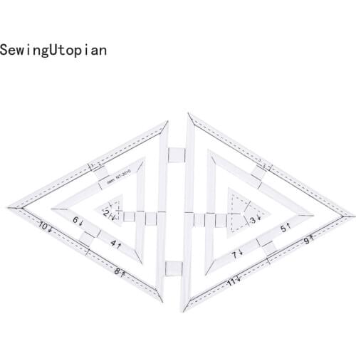 Transparent Quilting Sewing Double Triangle Acrylic Patchwork Ruler Tool DIY Manual Measuring Painting Crafts Drawing Rulers