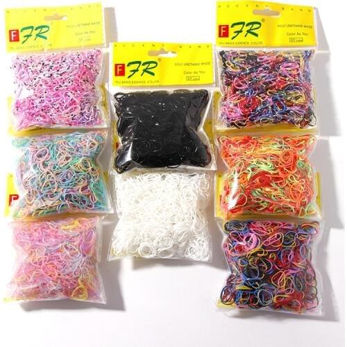 200 Pcs Cute Girls Colourful Ring Disposable Elastic Hair Bands for Women Girls Ponytail Holder Rubber Band Hair Accessories