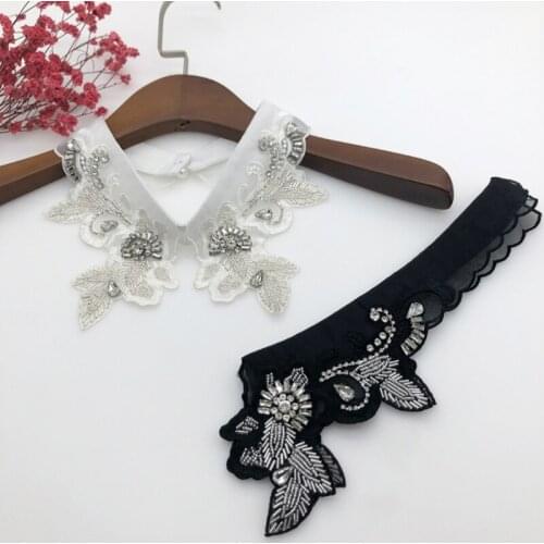 Luxurious Jewelry Decorative False Collar Necklace Dickey Handmade Beading Leaves Pattern Embroidery Choker Half Shirt
