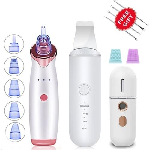 Ultrasonic Skin Scrubber Vibration Ion Deep Cleaning Blackhead Remover Facial Shovel Cavitation Peeling Face Spatula Lifting