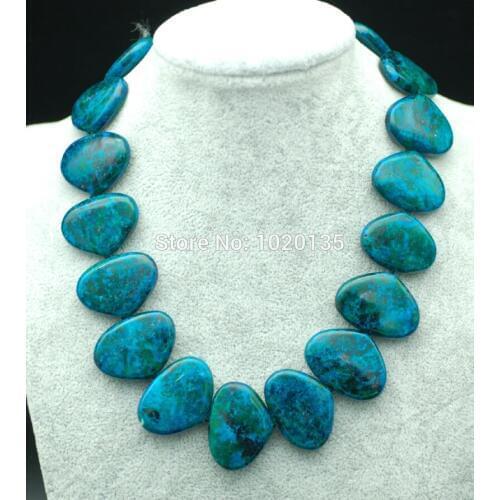 Wow! manmade peacock stone fan 20*30mm necklace greeen necklace 17inch wholesale beads