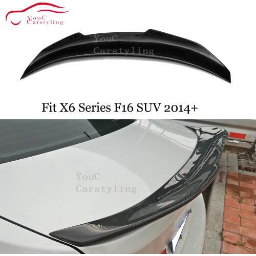X6 F16 Rear Spoiler Wing Carbon Fiber PSM Style for BMW X6 Series F16 5-Door Crossover SUV 2015 + Rear Trunk Boot Lip