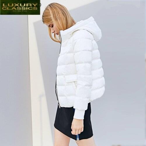 Duck Down Coat Winter Female 90% White Duck Down Jacket Women Clothing Short Parkas Warm Hooded Outwear Jackets LWL1173