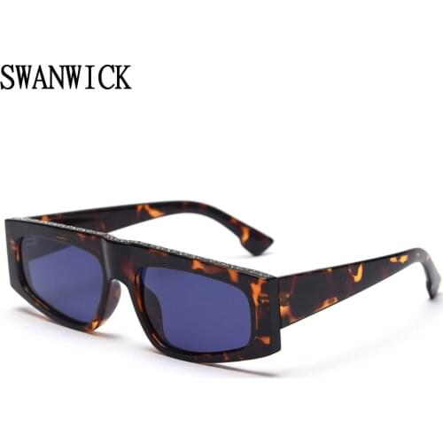 Swanwick square polarized sunglasses for women vintage rhinestone sun glasses TR90 frame black pink fashion style 2021 European