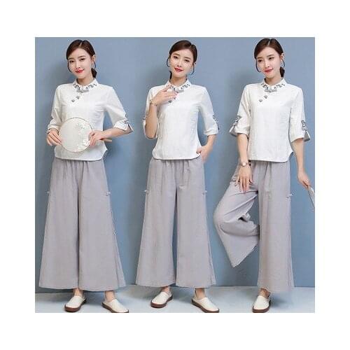 Women Yoga Tai Chi Kungfu Meditation Set Linen Chinese Traditional Loose Sweatshirt+pant Jogger Fitness Workout Casual Gym Set