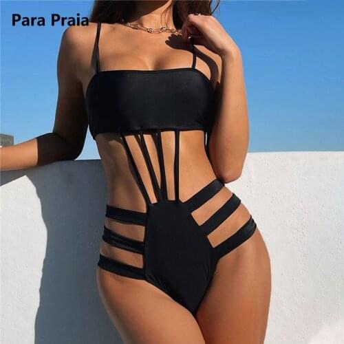 Para Praia 2021 One Piece Swimsuit Hollow Out Monikini Cut Out Biquini High Waist Swimwear Sexy Backless Bathing Suit for Women