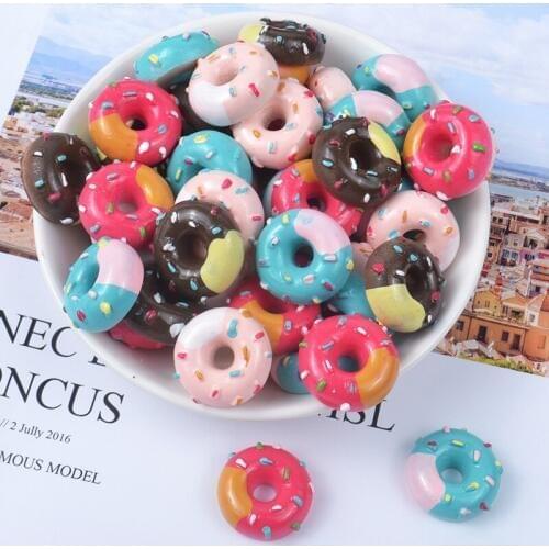 100pcs/lot 22mm Kawaii Resin Donuts Flatback For Scrapbooking Craft Making Mobile Case DIY Decorative Favor