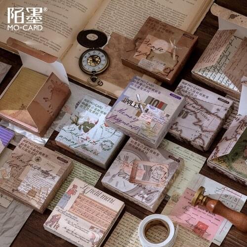 100 Pcs Around The World Series Memo Pad Retro Old Message Notes Decorative Notepad Note Paper Memo Stationery Office Supplies