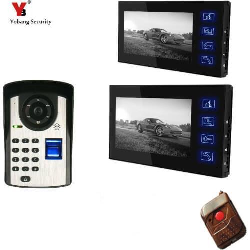 2*7inch Fingerprint/Password Code Unlock Door Camera Video Door Phone Video Doorbell Apartment Intercom System