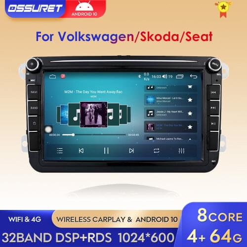 2 din Android 10 Octa Core 4GB RAM 64GROM Car DVD for VW Passat CC Polo GOLF 5 6 Touran EOS T5 Sharan Jetta Tiguan GPS Radio BT