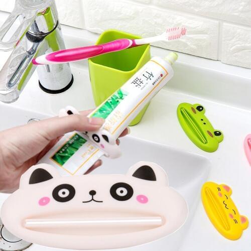 2PC Funny Home Toothpaste Tube Squeezer Bathroom Toothpaste Dispensers Tooth brushing Holder For Kids Mom Dady