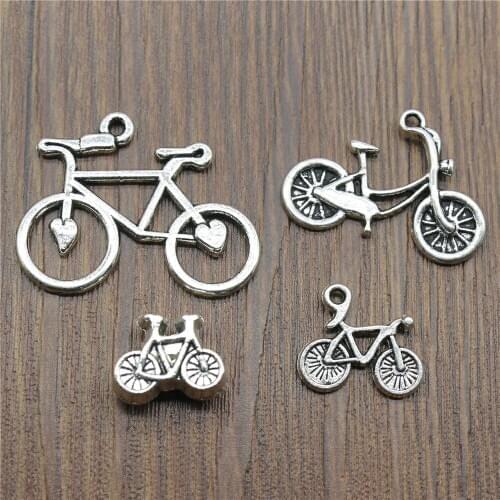 20pcs Bicycle Charms Bicycle Pendants Jewelry Making Bike Charms For Bracelet Making Antique Silver Color