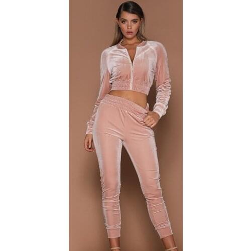 2020 Leggings Sport Women Fitness Plush Sweater Two Pieces Set Sexy V-Neck Crop Tops + Pants Fashion Tracksuits Casual Outfit