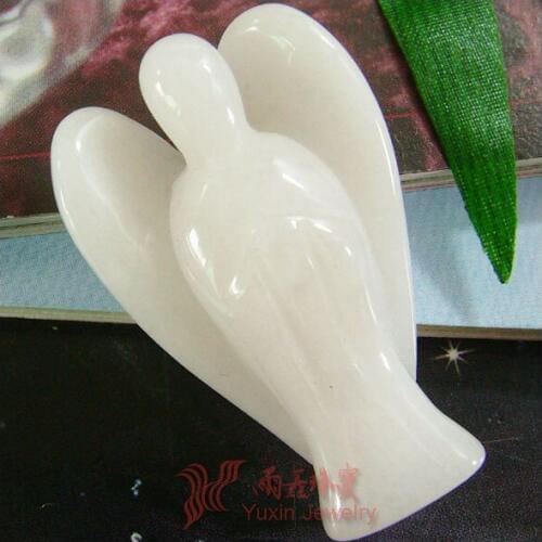 2020 New !!!!! Fashion Natural Beautiful White Jades Angel Charms Statue Carved Angel Figurine With Wing Pendant Stone Pendants