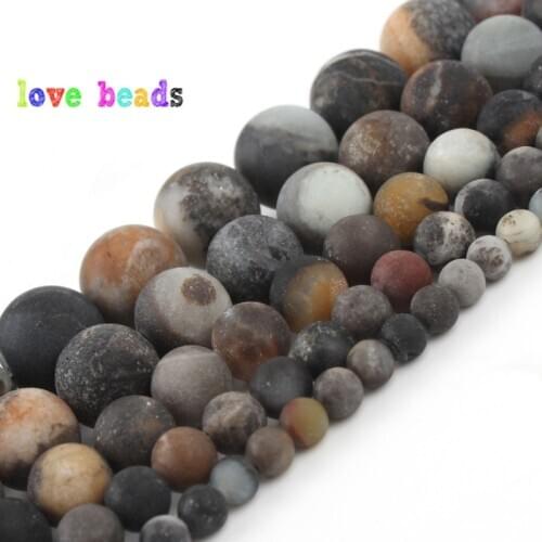 4/6/8/10/12mm Matte Brown Black Jaspers Minerals Beads Natural Stone Loose Beads for Jewelry Making DIY Bracelet 15" Strand
