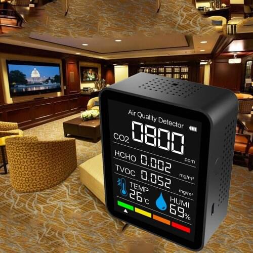 5 in 1 CO2 Meter Carbon Dioxide Detector Indoor Air Quality Monitor BT APP Temperature Humidity Sensor Tester for Home Car