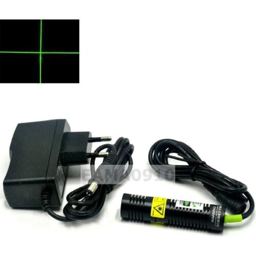532nm 30mW Green Cross Laser Module Long Time Working 18x75mm w/AC 5V Adapter