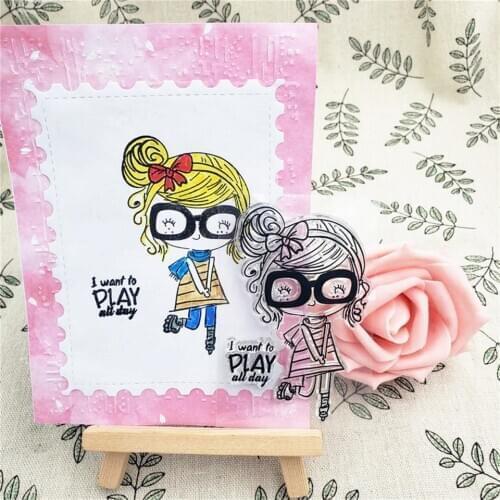 6*9 Glasses Girl Transparent Clear Stamps Seal For Scrapbooking/Sentiment Rubber Stamp Bullet Journal Photo Album Card Making