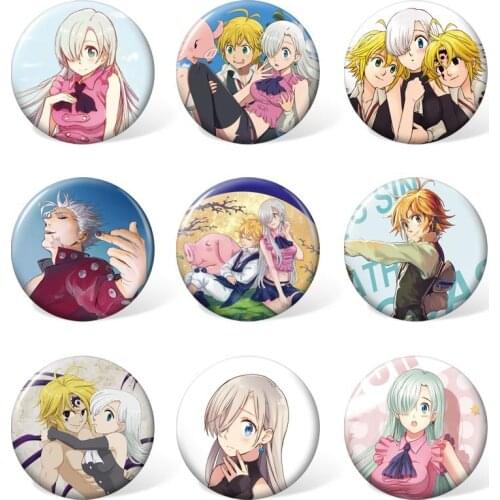 9pcs 58mm The Seven Deadly Sins Nanatsu No Taizai Meliodas Cartoon Badge Anime Round Brooch Pin