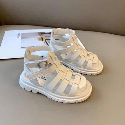 AOGT 2021 New Kids Sandals For Girls Microfiber Leather Rome Princess Sandals Fashion Soft Little Girl Summer Shoes T2198