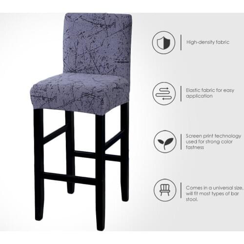 Bar Stool Chair Cover with Backs Stretch Printed Chair Slipper Cover for Club Housse De Chaise