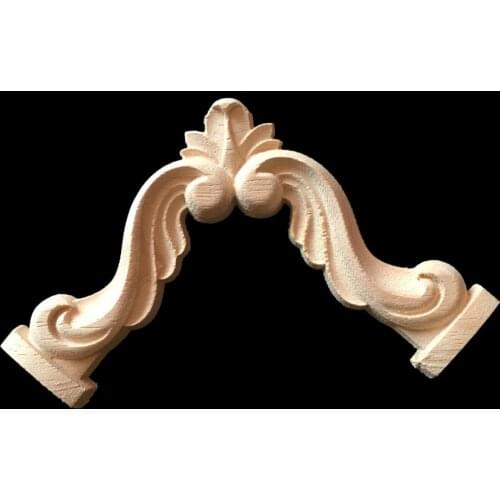 Decorative Wood Appliques Carved Decal Corner Onlay Applique Frame for Home Furniture Wall Cabinet Door Decor Crafts 7CM 10CM