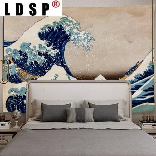 LDSP Tapestry Great Wave of Kanagawa Wall Hanging Mural Background Wall Rugs Beach Towel Fabric Blanket Dorm Living Home Decor