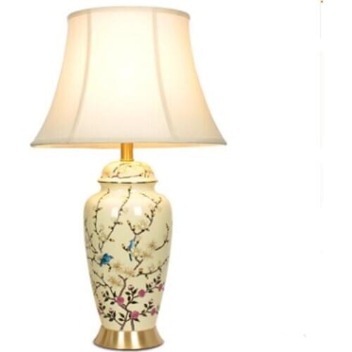 Chinese Flowers Birds Peacock Ceramic Table Lamp For BedRoom Bedside Living Room Foyer Study Desk Reading Night Light 190122