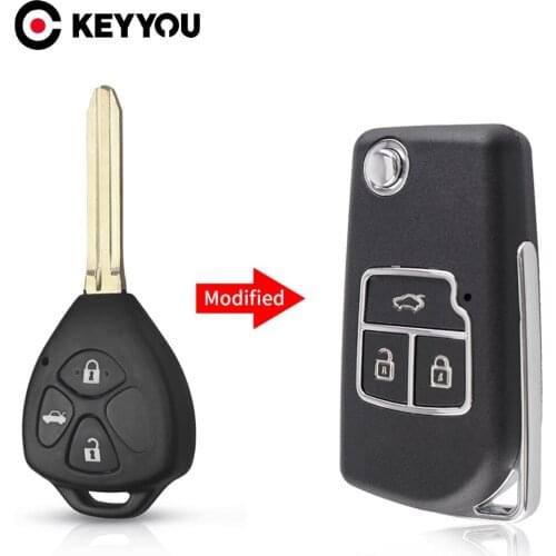 KEYYOU 2/3 Buttons Modified Key Fob For Toyota Reiz Camry Rav4 Yaris Corolla 4Runner Avlo 2017 2019 Flip Remote Car Key Shell