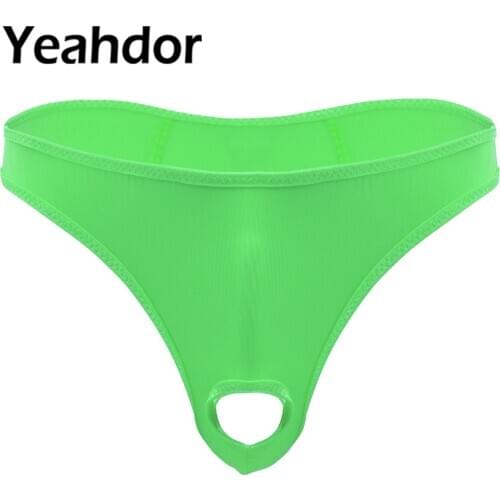 M-XL Sexy Mens Smooth Strechy Lingerie briefs Micro Thong Erotic Underwear T-back Panties with Penis Hole for lingerie night