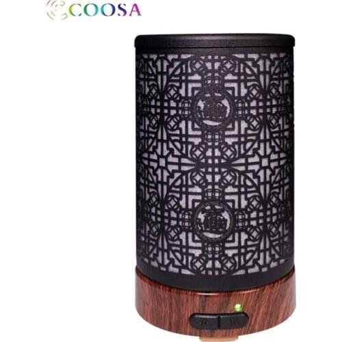 Metal Handcraft Essential Oil Diffuser Carved Iron Aromatherapy Quiet Humidifier 7 Colors Night Light For Office Baby Home Kids