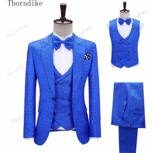 Thorndike Royal Blue Fashion Groomsmen Groom Tuxedos Men Suits Party Wedding/Prom Best Blazer ( Jacket+Pants+Vest)