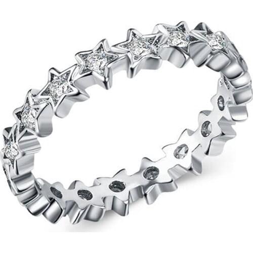 MOONROCY CZ Crystal Rings Stars Cubic Zirconia Crystal Wedding Engagement Ring for Women Gift Jewelry Wholesale Dropshipping