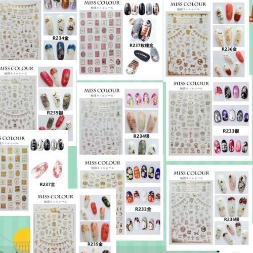 New Gold Silver 3D Nail Slider Decals Nail Art Sticker Glitter Christmas sticker Adhesive Manicure Nails Gel Polish Decoration