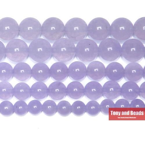 Natural Stone Violet Chalcedony Jades Loose Beads 6 8 10 MM Pick Size for Jewelry Making
