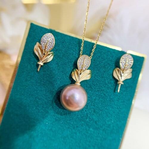 2021 New Arrival Leaf Design Pearl Pendant+Earrings Fittings Women DIY Handmade Making Jewelry Accessories
