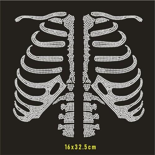 Bone Rhinestone Transfer Hoodie Hotfix Strass Custom Iron On Crystal Motif Clothes Patches Diy Heat Transfer Decorative Sticker