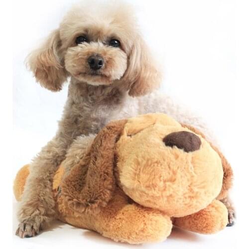 Cute Heartbeat Puppy Behavioral Training Toy Plush Pet Comfortable Snuggle Sleep E7CC