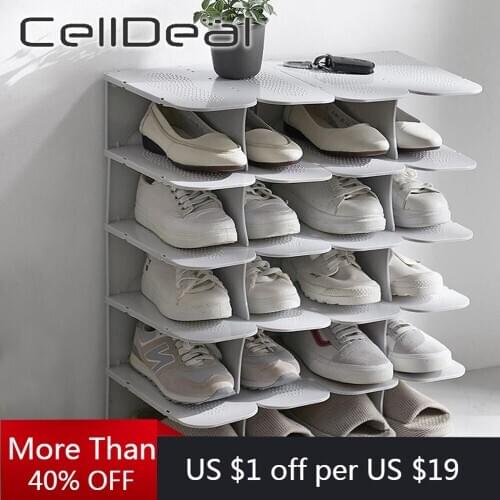 Foldable Wardrobe Shoe Storage Shoes Stand Organizers integral storage simple plastic double shoe rack rangement pour